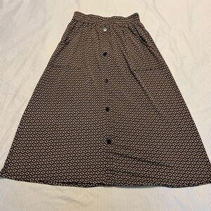 Espresso Black and White Geometric A-Line Skirt